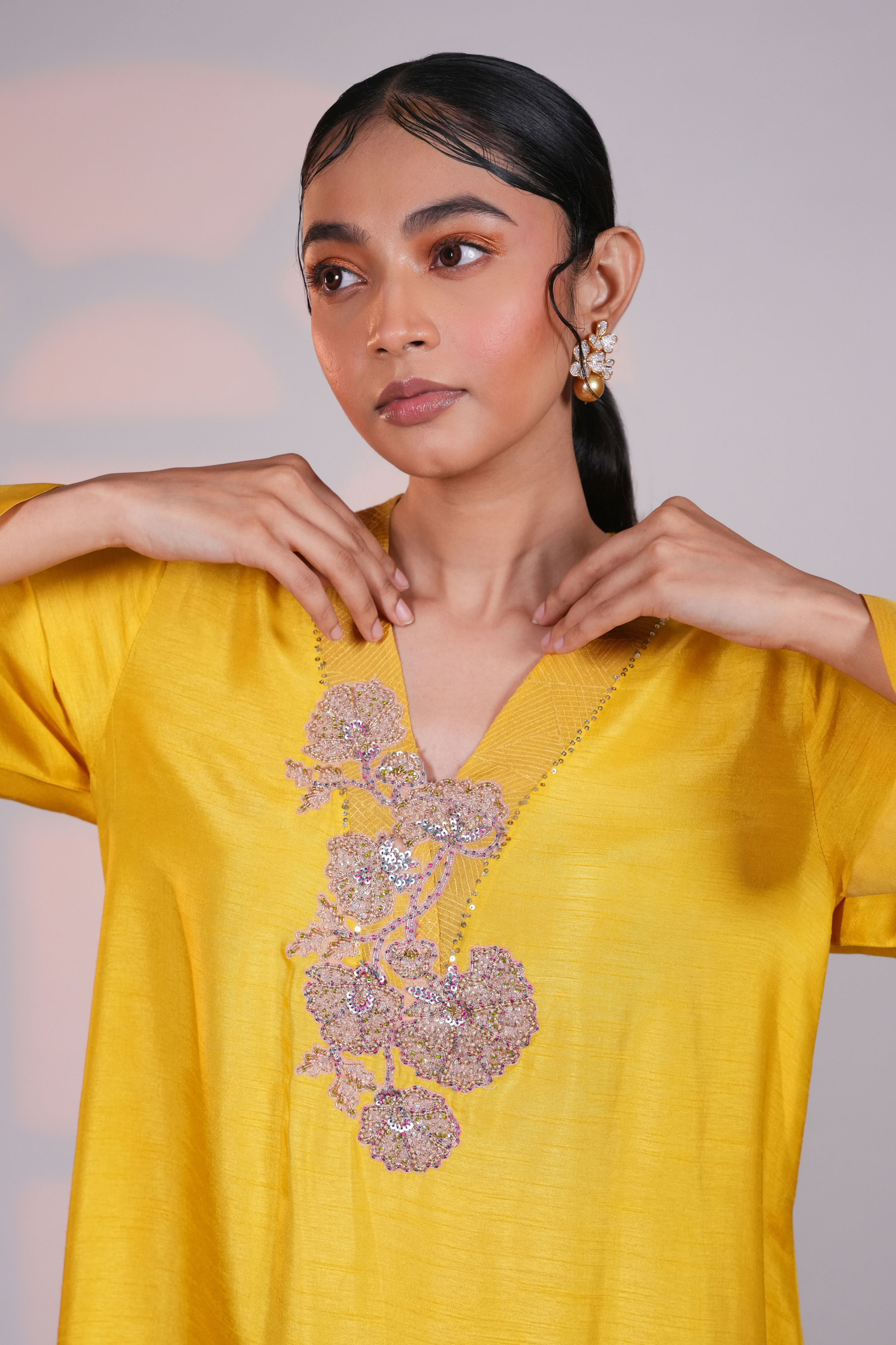 Sunlit Yellow Asymmetric Silk Kurta