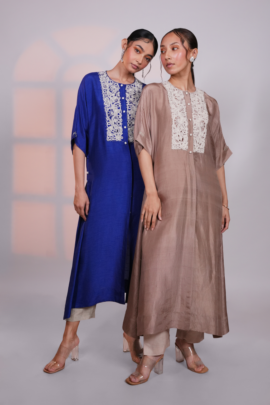 Beige Silk Kurta With Pant