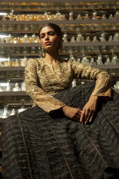 Black Silk Lehenga With Blouse