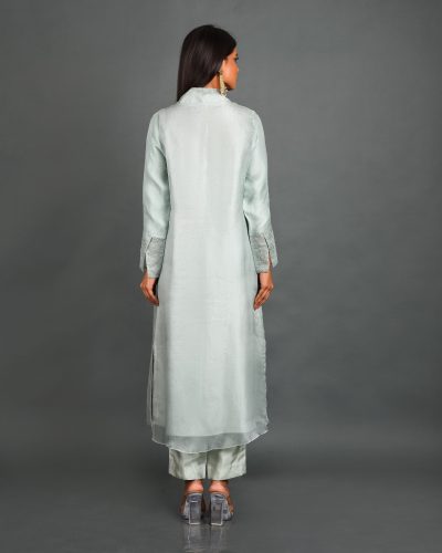 Grey Organza Kurta With Pant and Dupatta