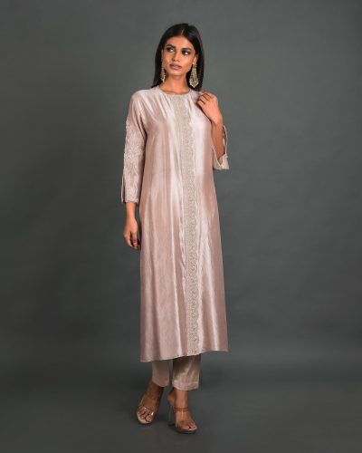 Pink Silk Kurta With Pant and Dupatta