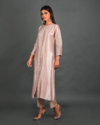 Pink Silk Kurta With Pant and Dupatta