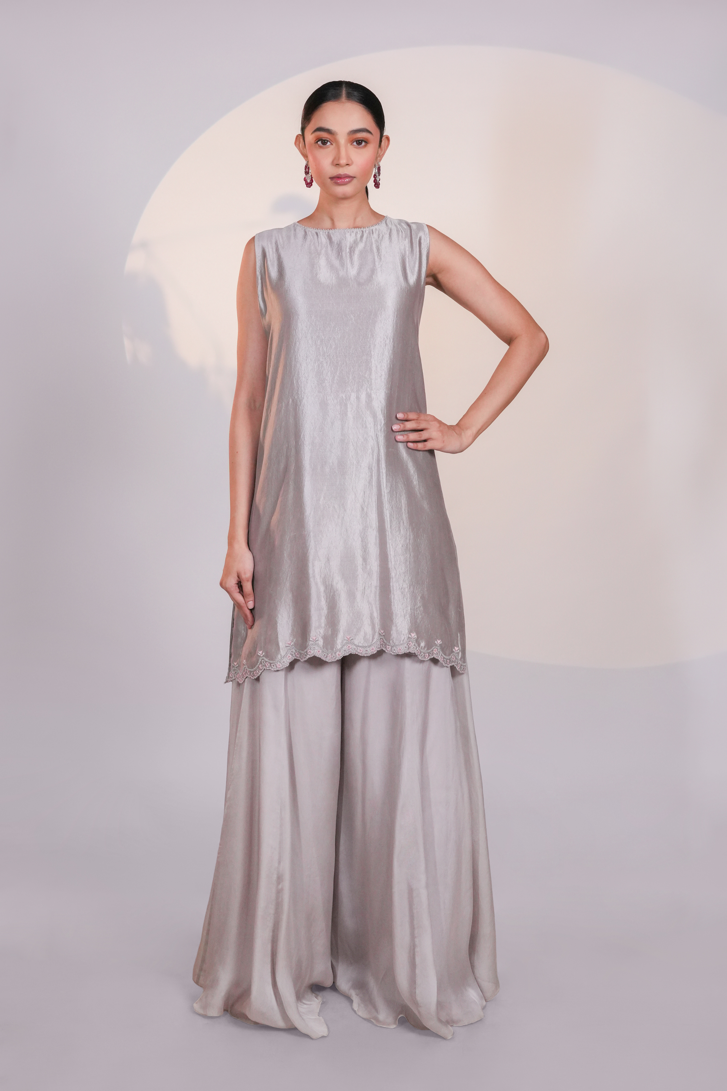 Peach Organza Lace Cape