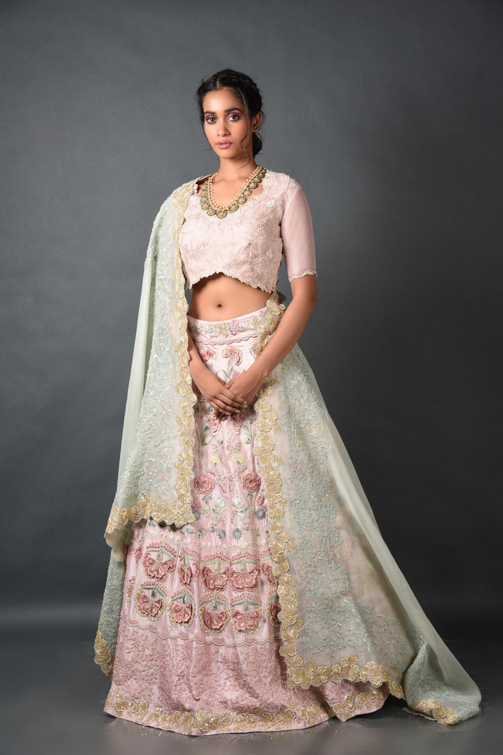 Pink Silk Lehenga With Dupatta and Blouse