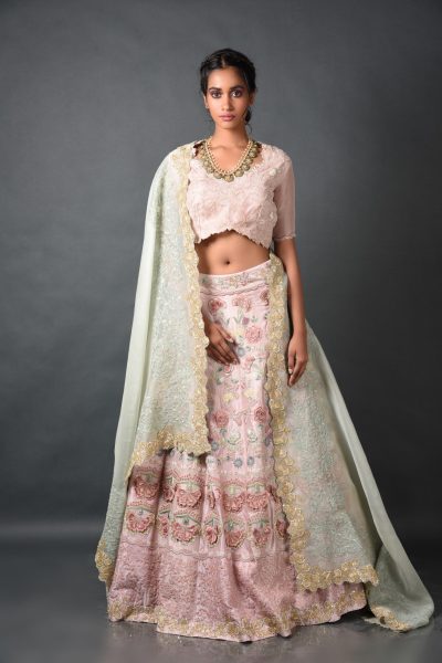 Pink Silk Lehenga With Dupatta and Blouse