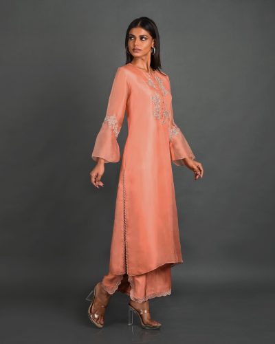 Pink Organza Kurta With Pant and Dupatta