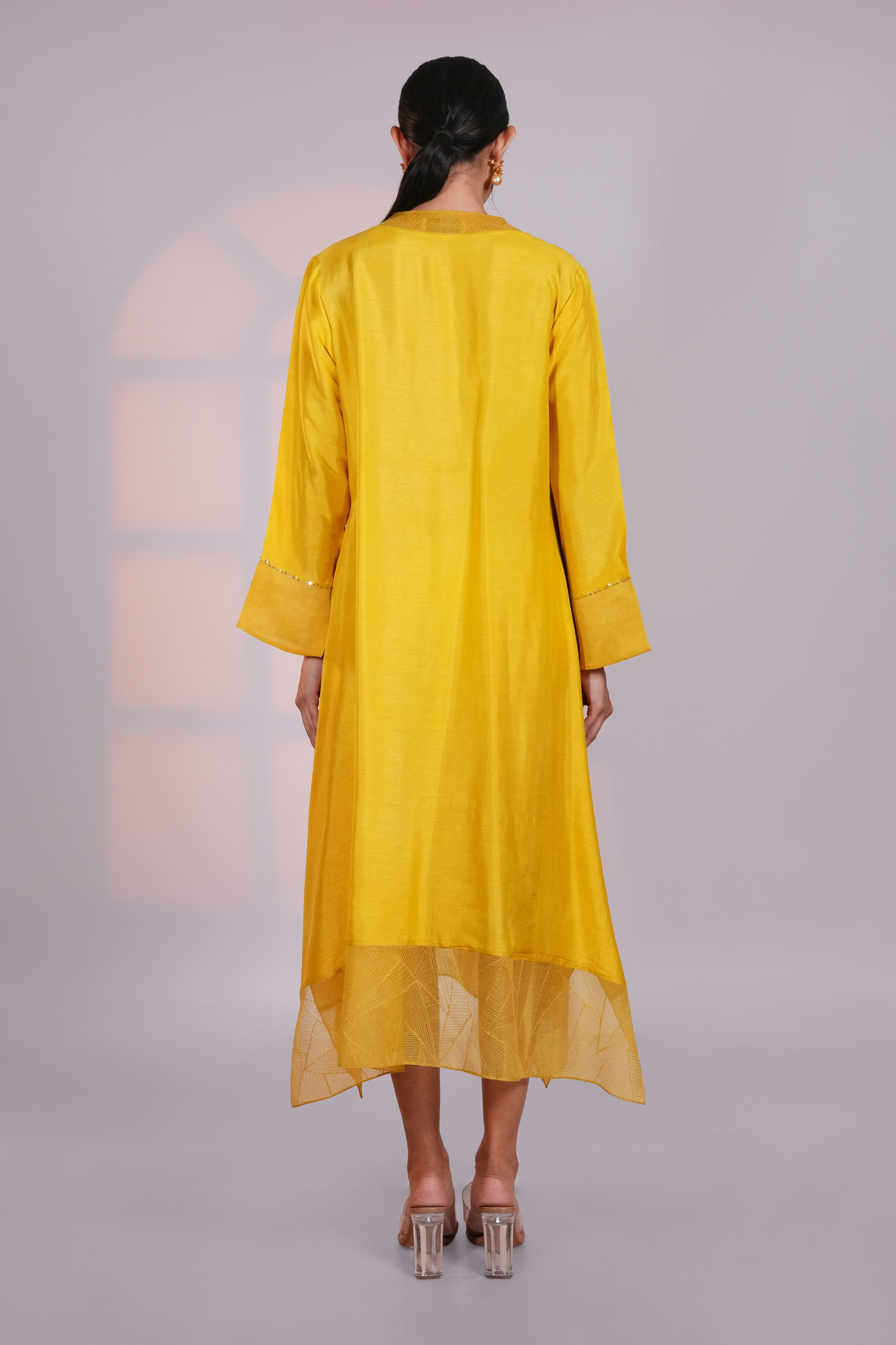 Sunlit Yellow Asymmetric Silk Kurta