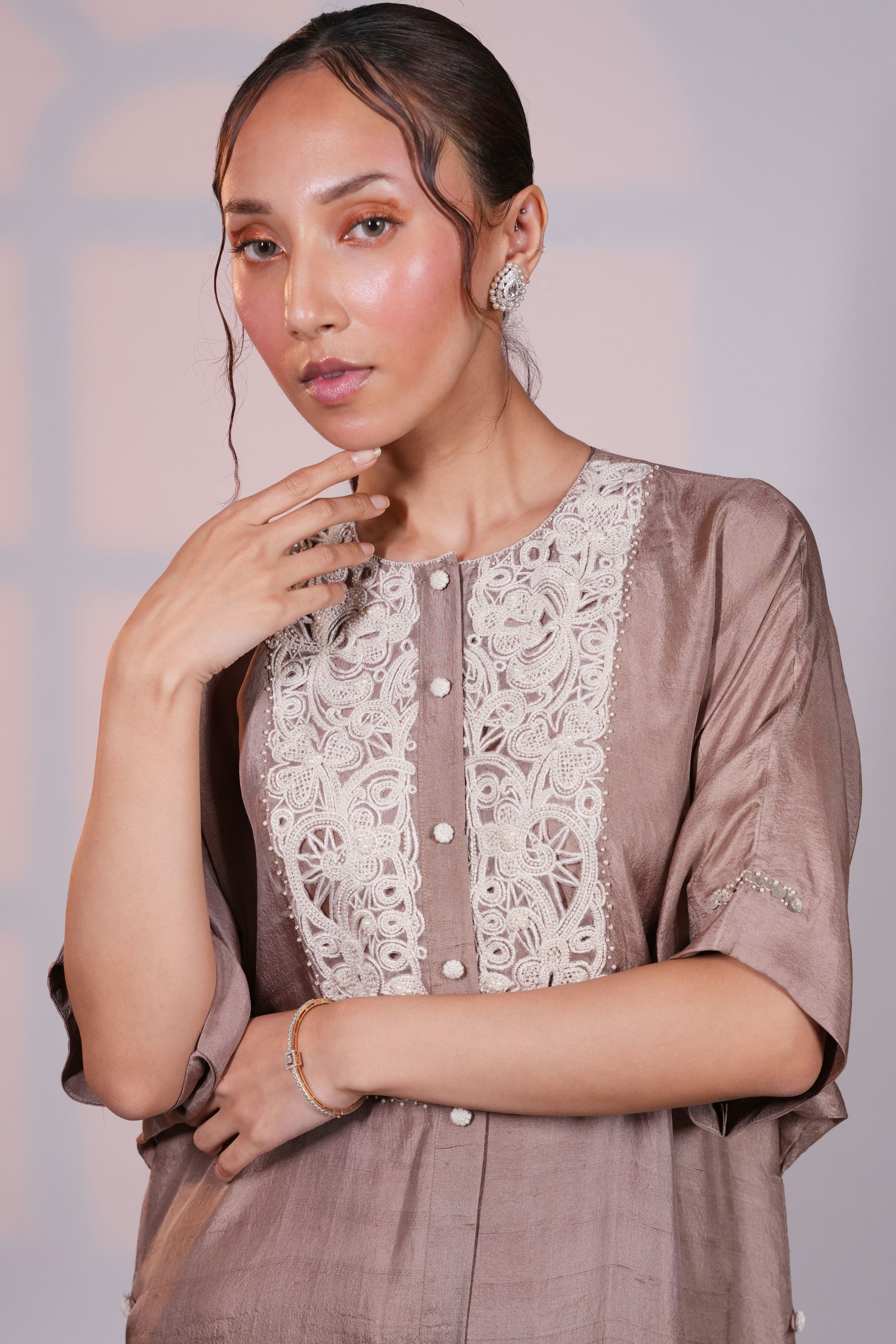 Beige Silk Kurta