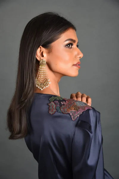 Blue Satin Dress