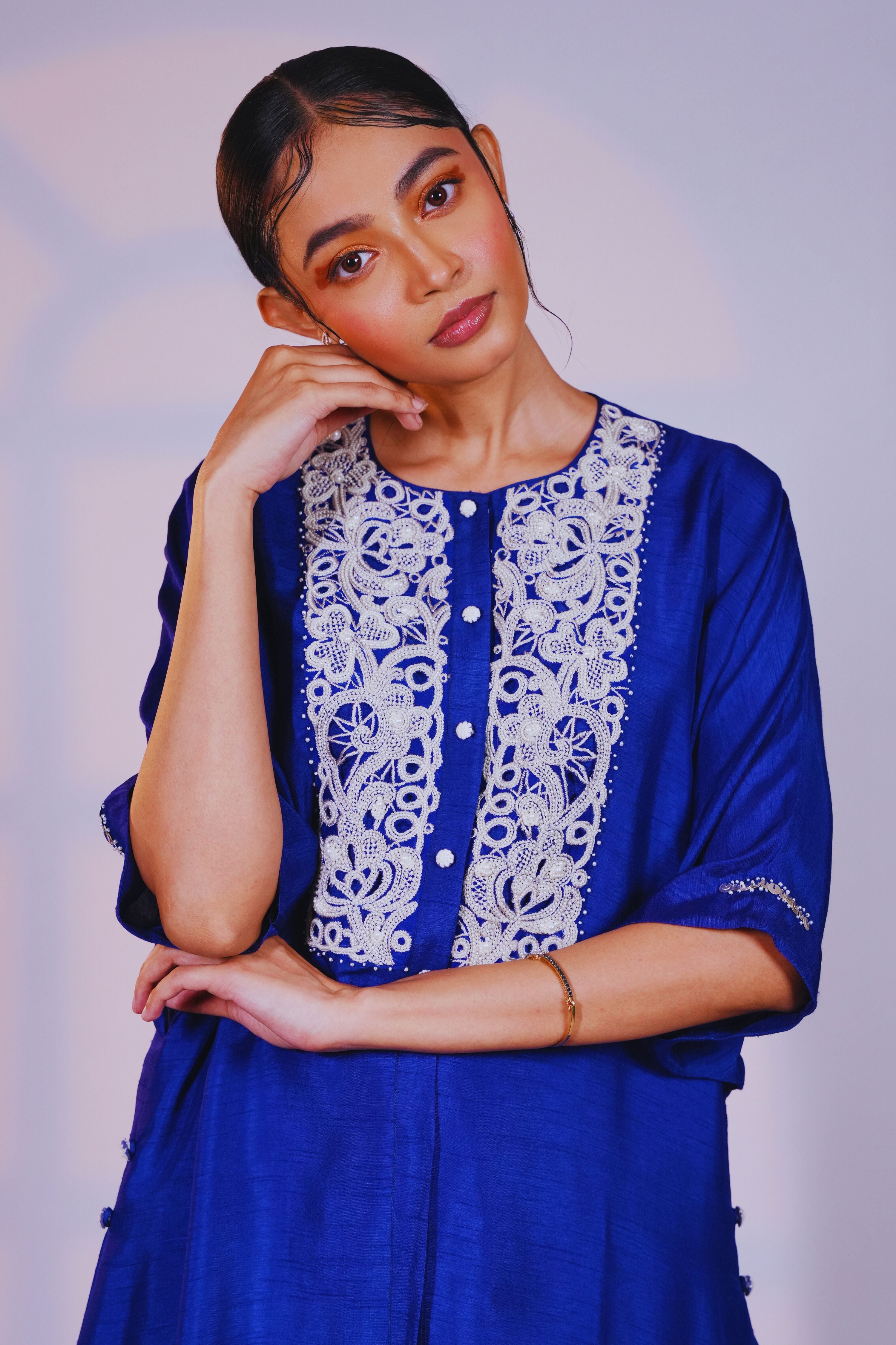 Blue Silk Kurta With Pant