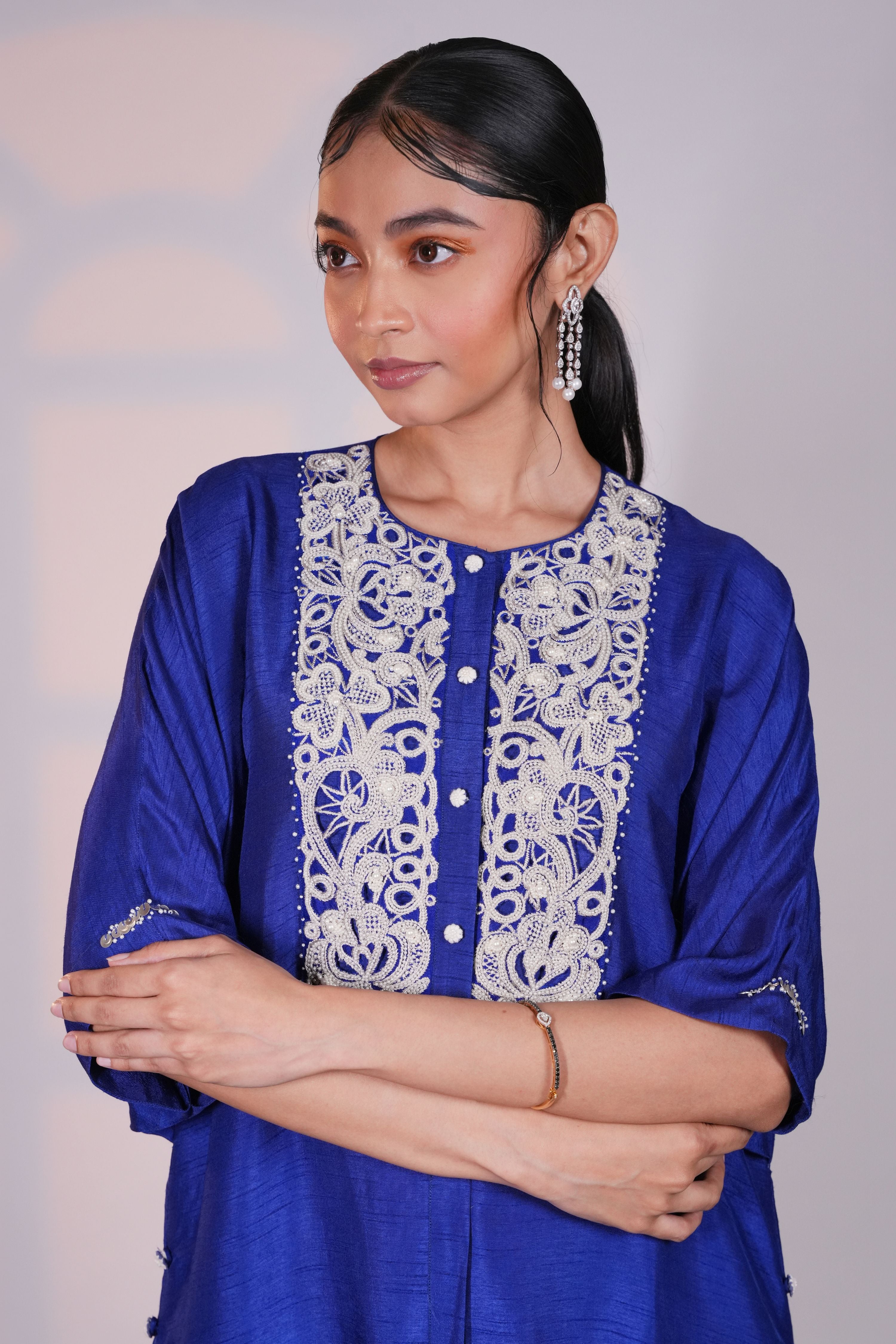 Blue Silk Kurta