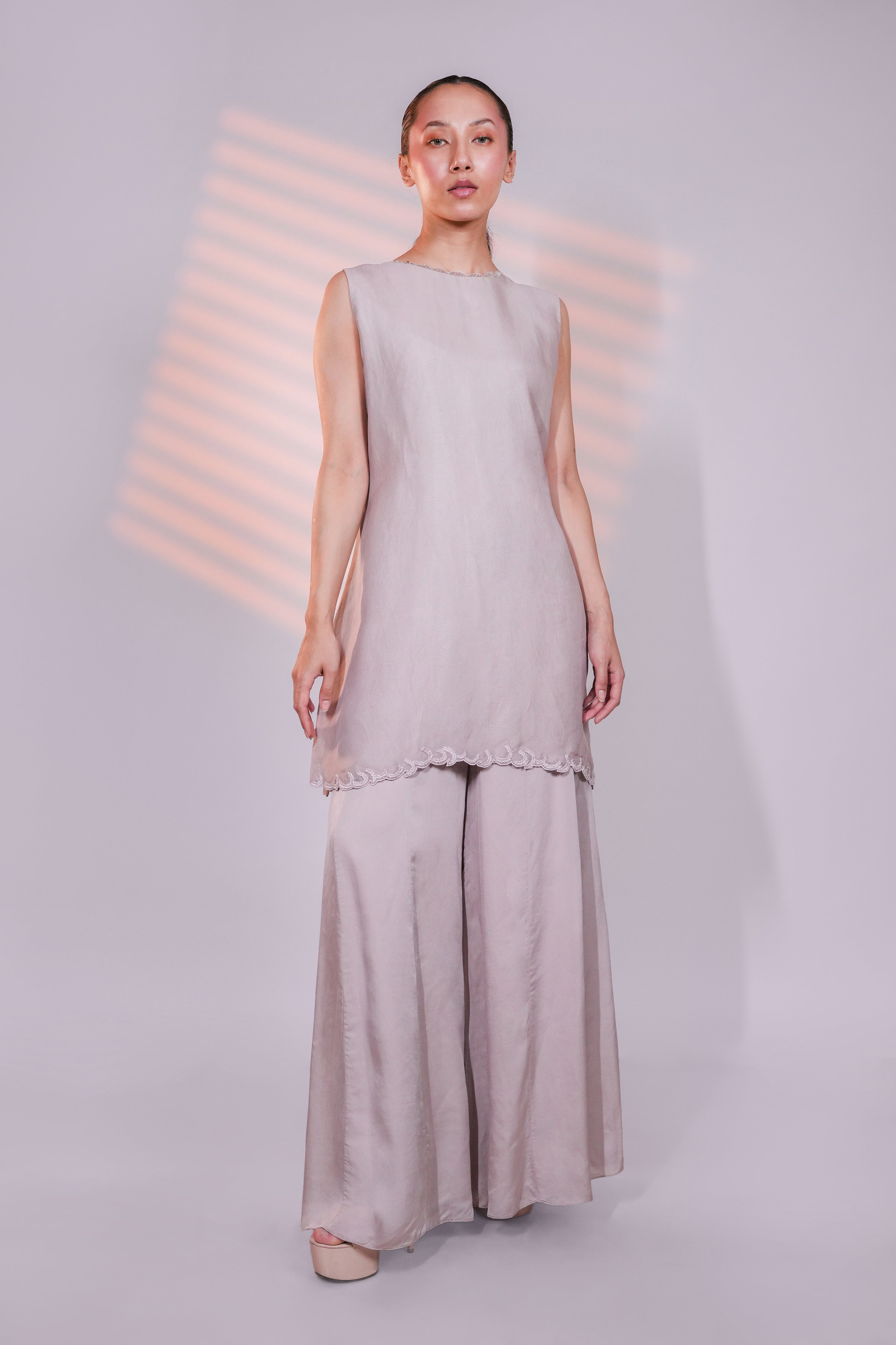 Grey Organza Peacock Cape