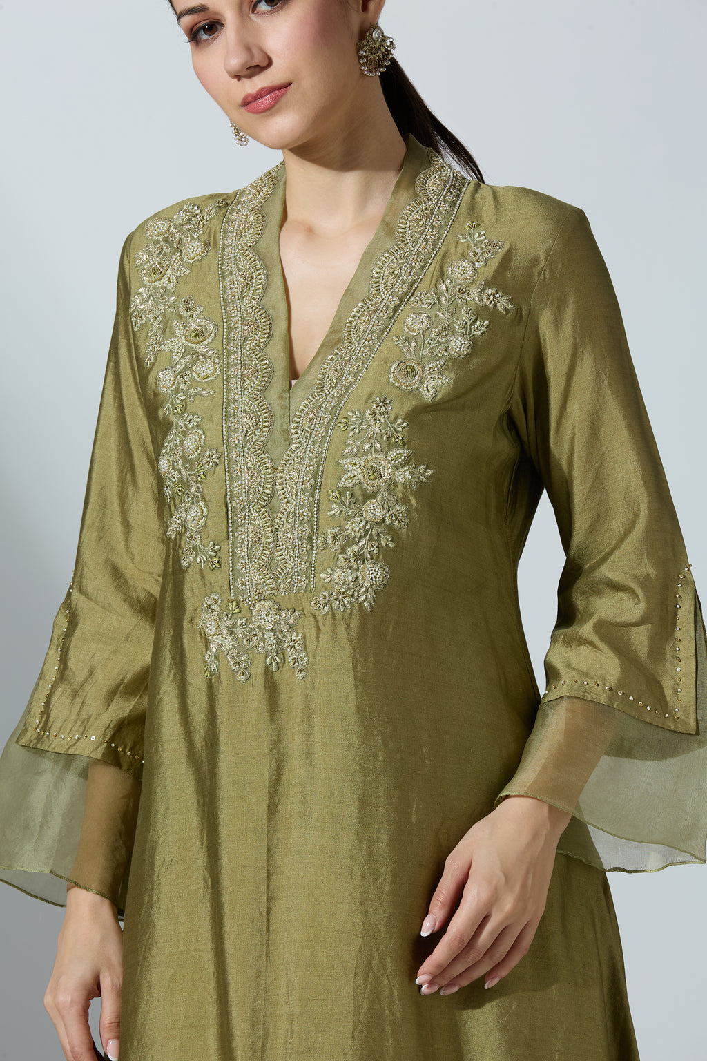 Green Silk Kurta Set