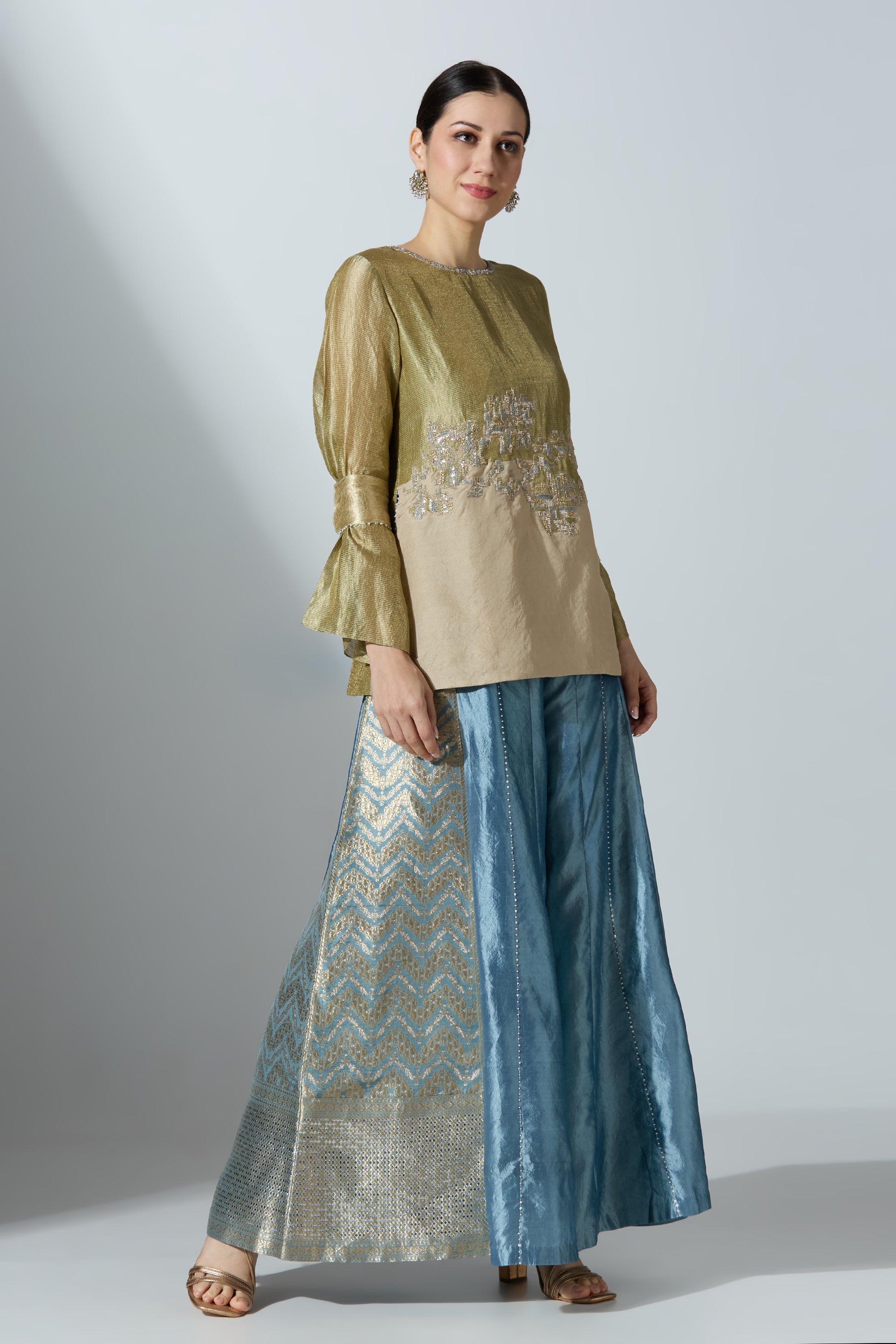 Green Tissue Top With Pant