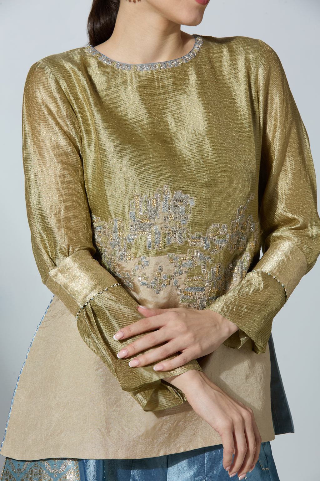 Green Tissue Top With Pant