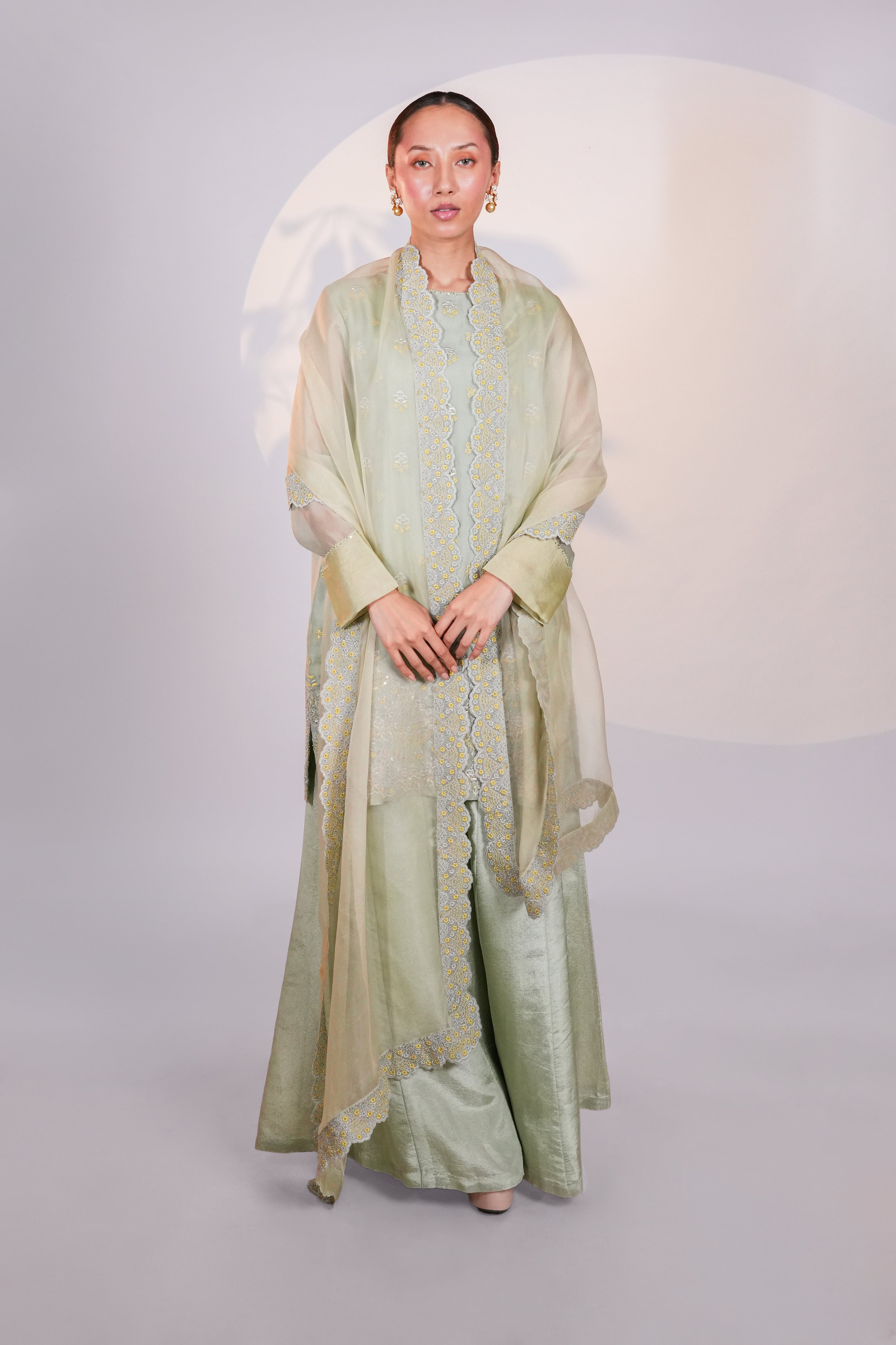 Green Organza Kurta