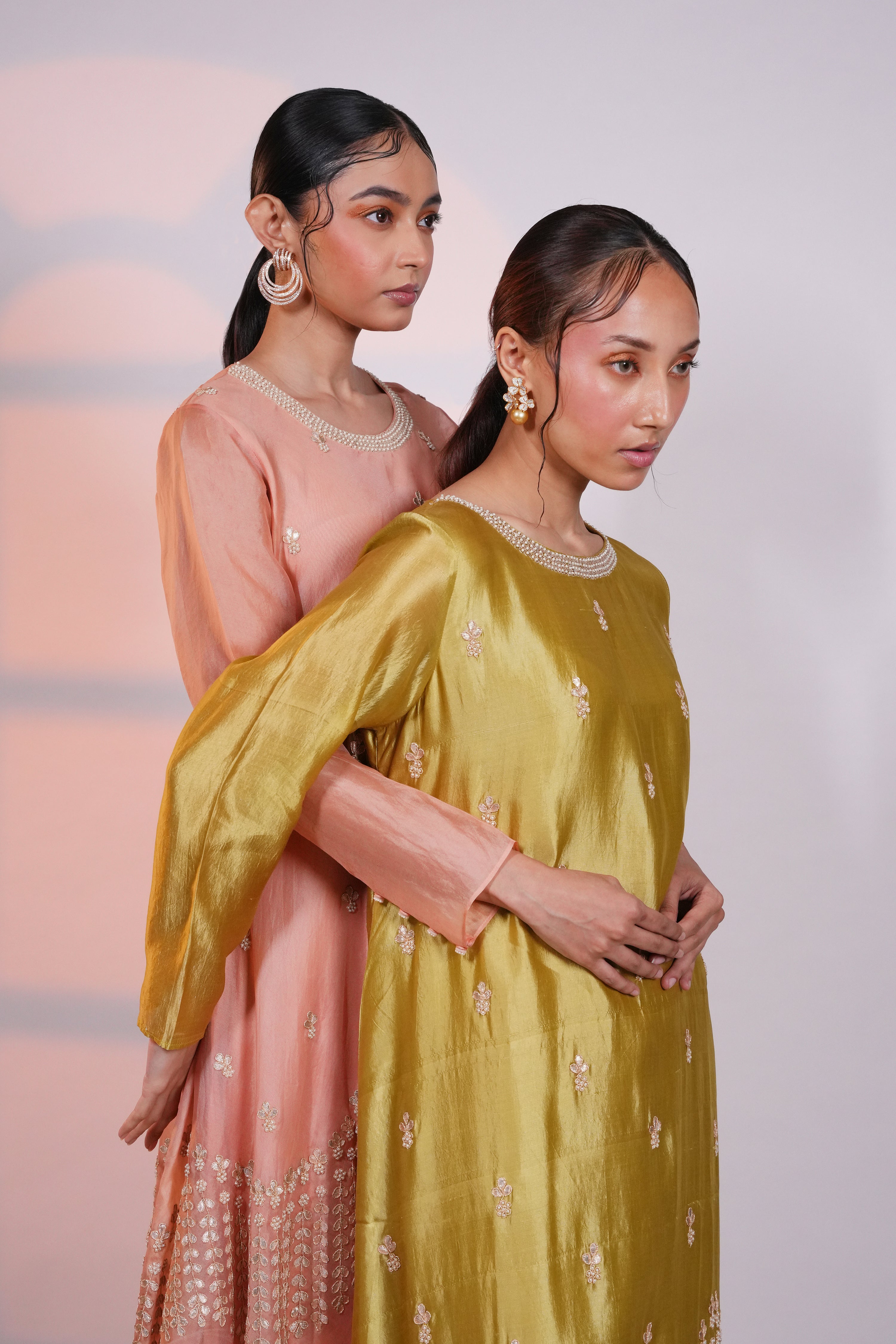 Peach Gota Organza Kurta