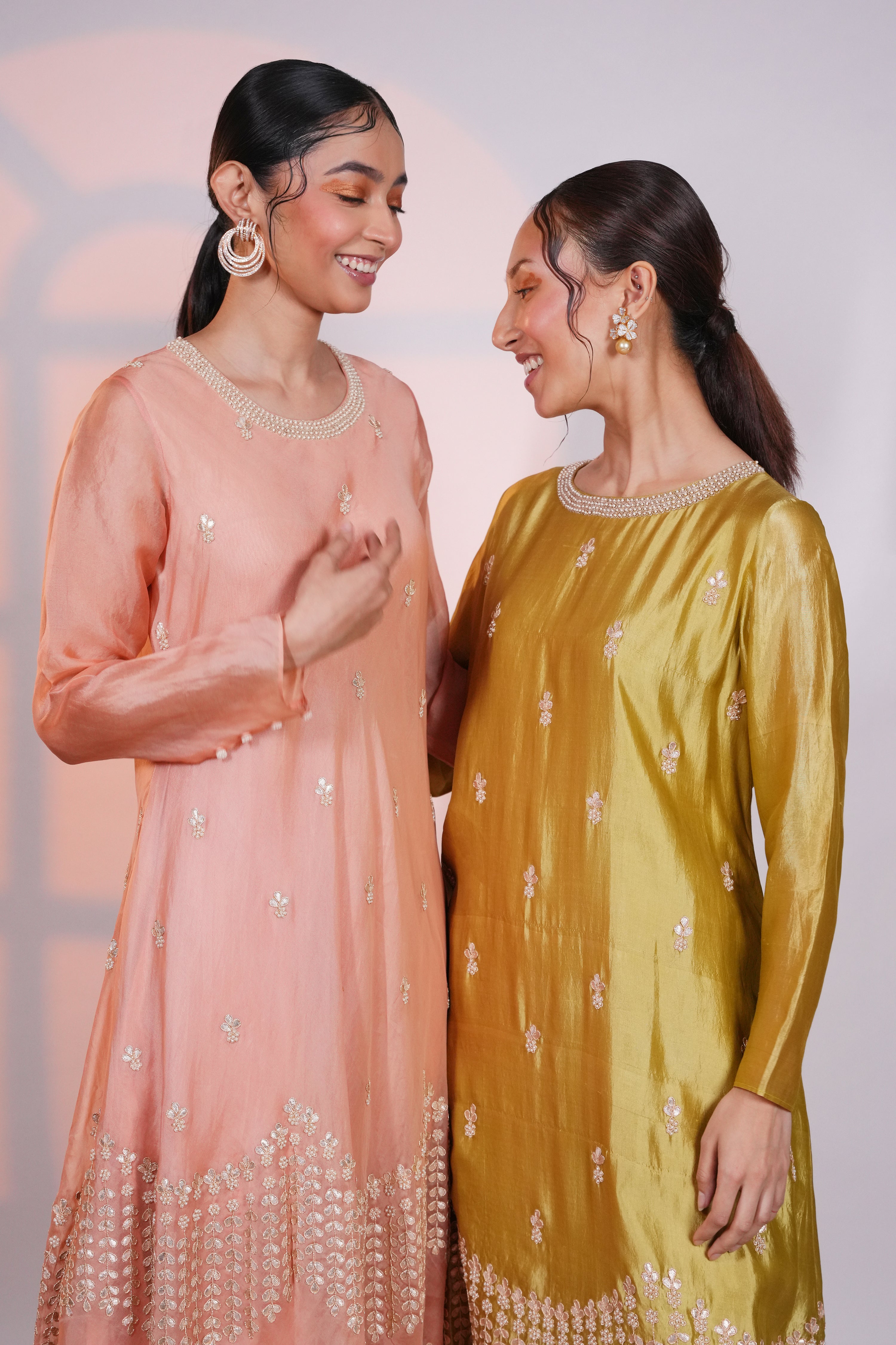 Peach Gota Organza Kurta