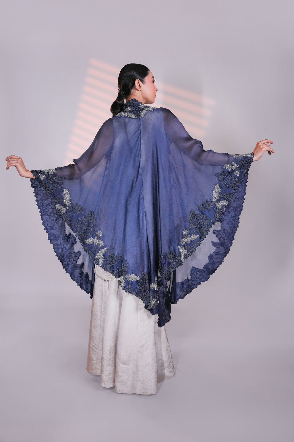 Blue Organza Peacock Cape