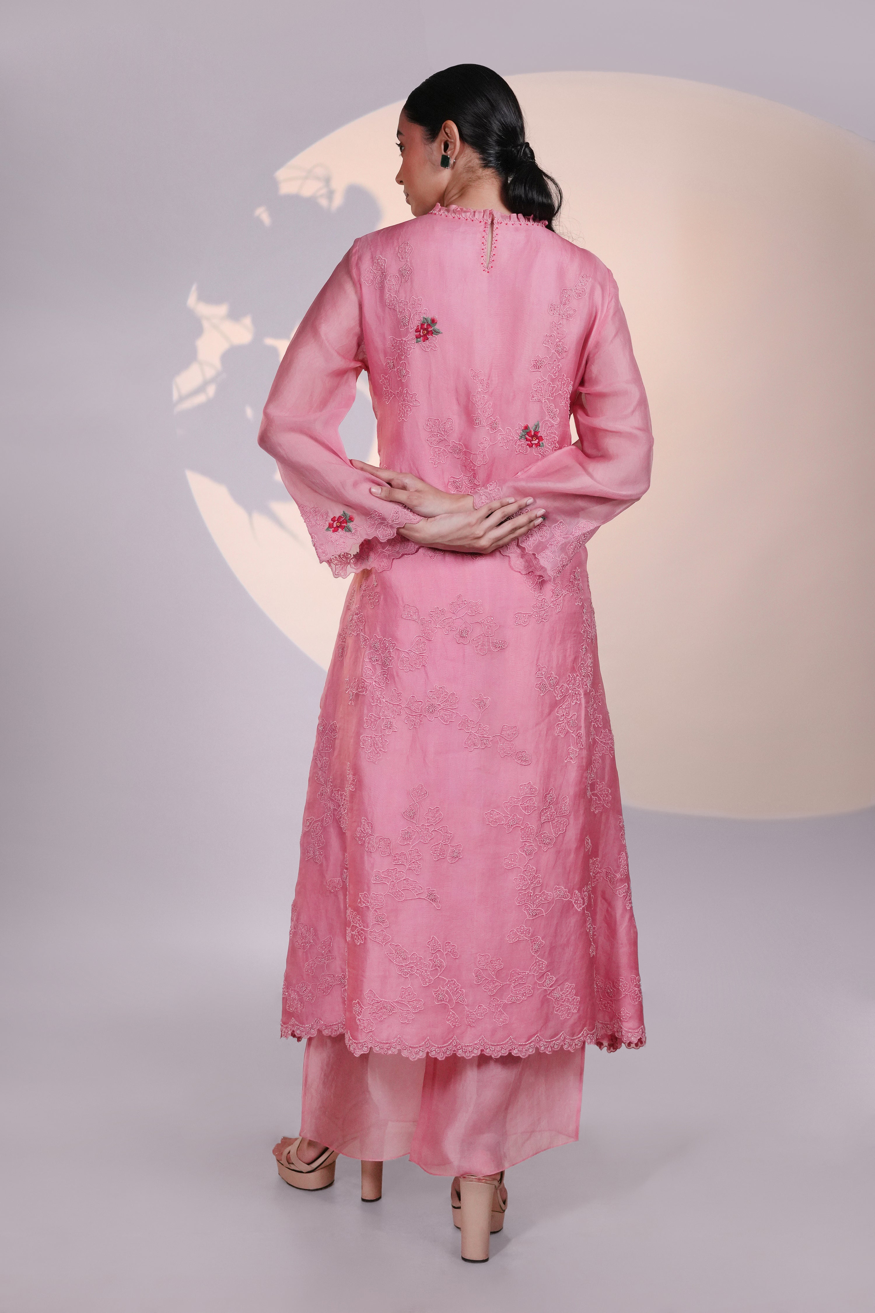 Peach Organza Kurta