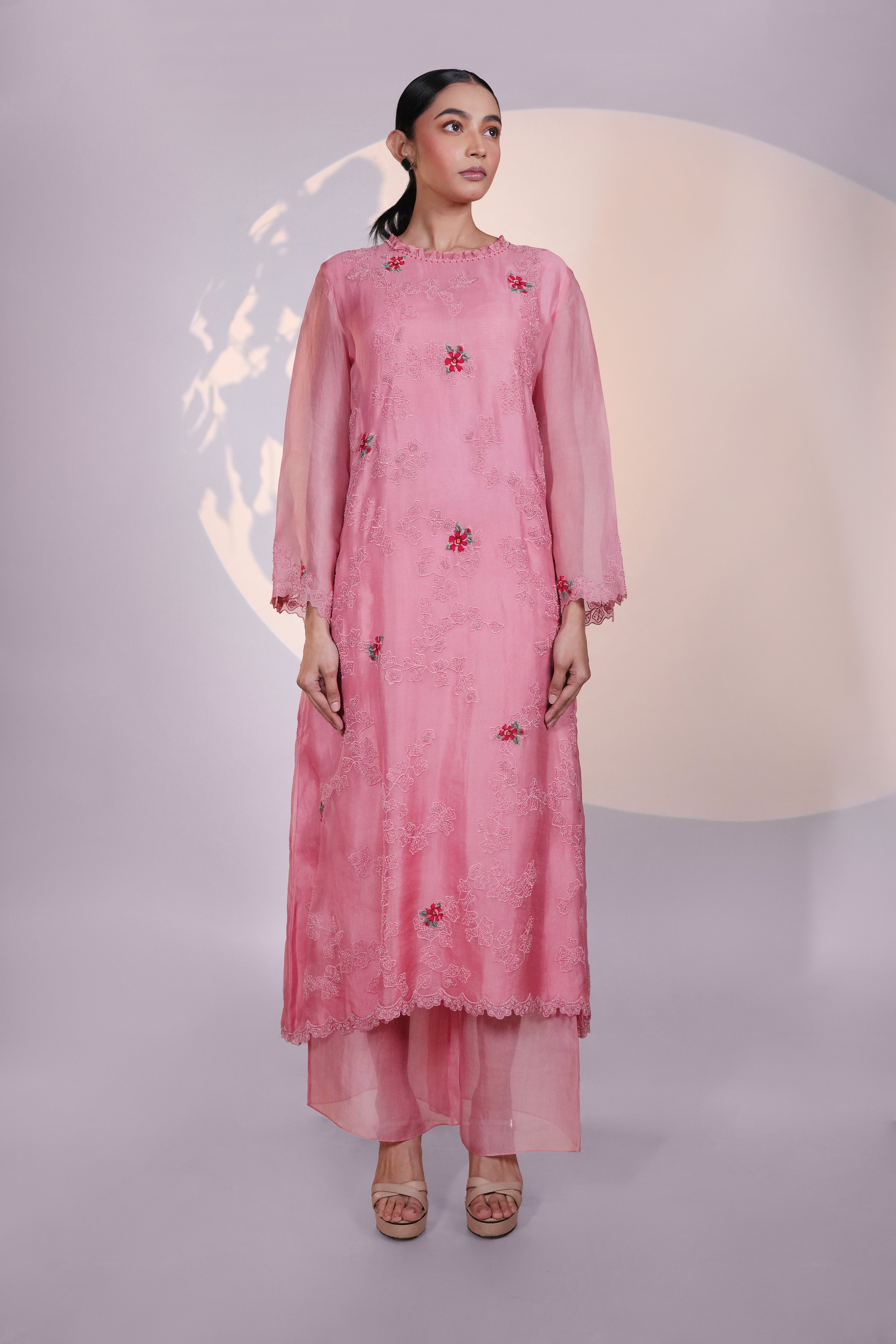 Peach Organza Kurta