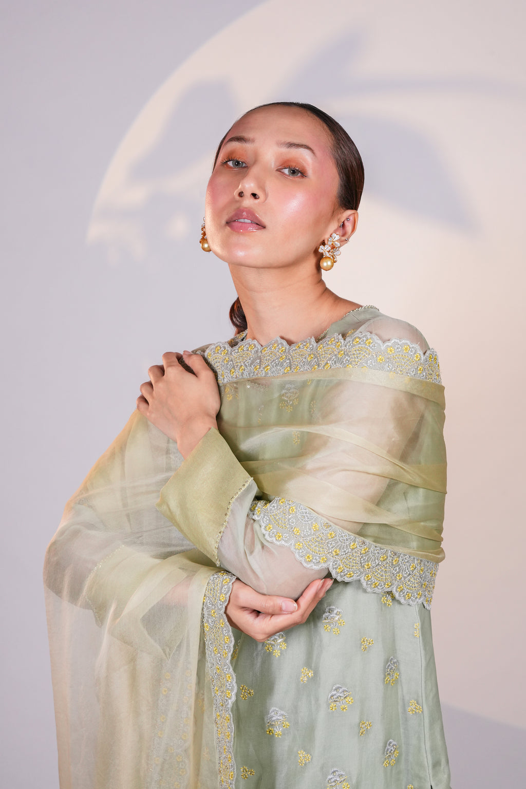 Green Organza Kurta