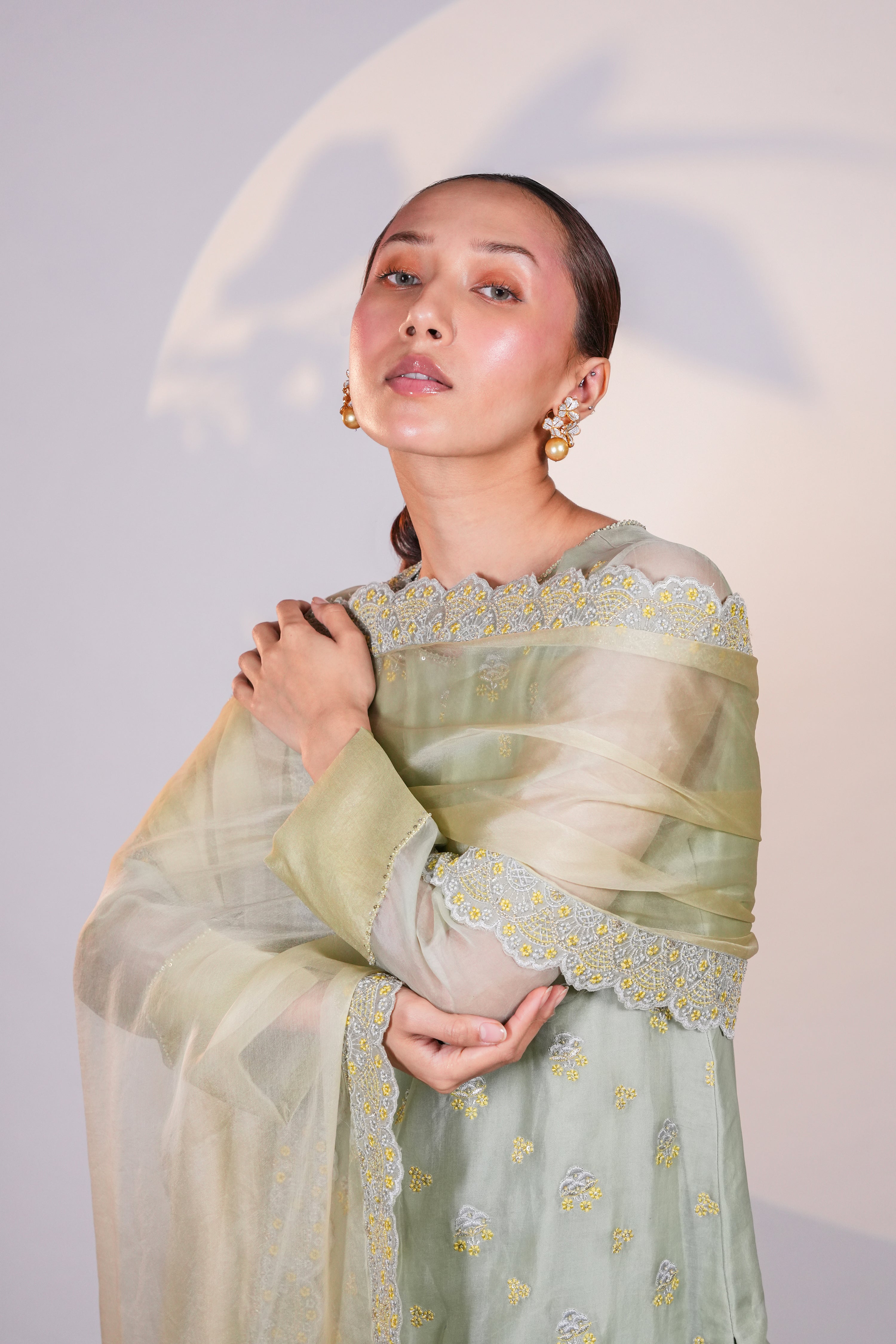Green Organza Kurta