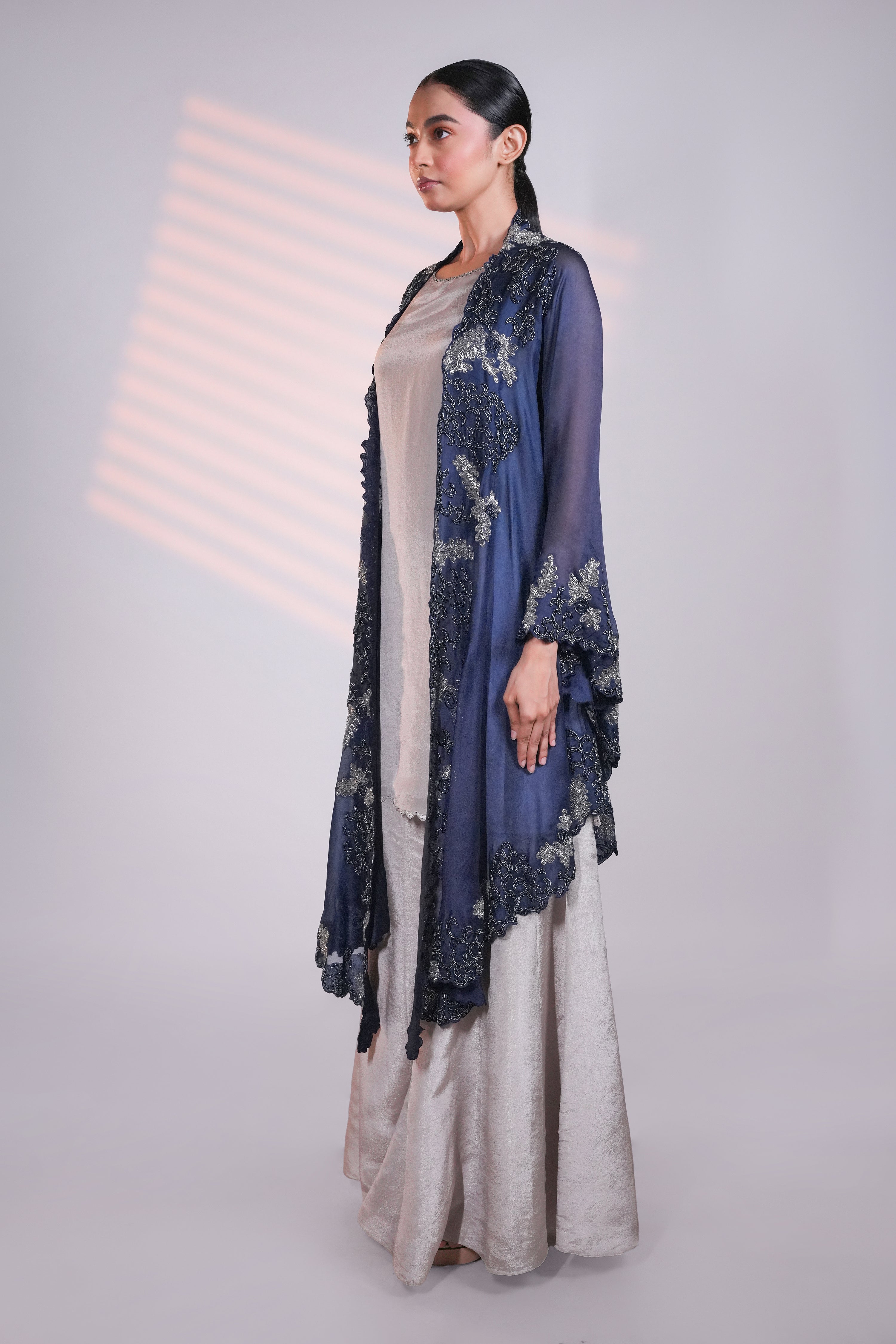 Blue Organza Peacock Cape