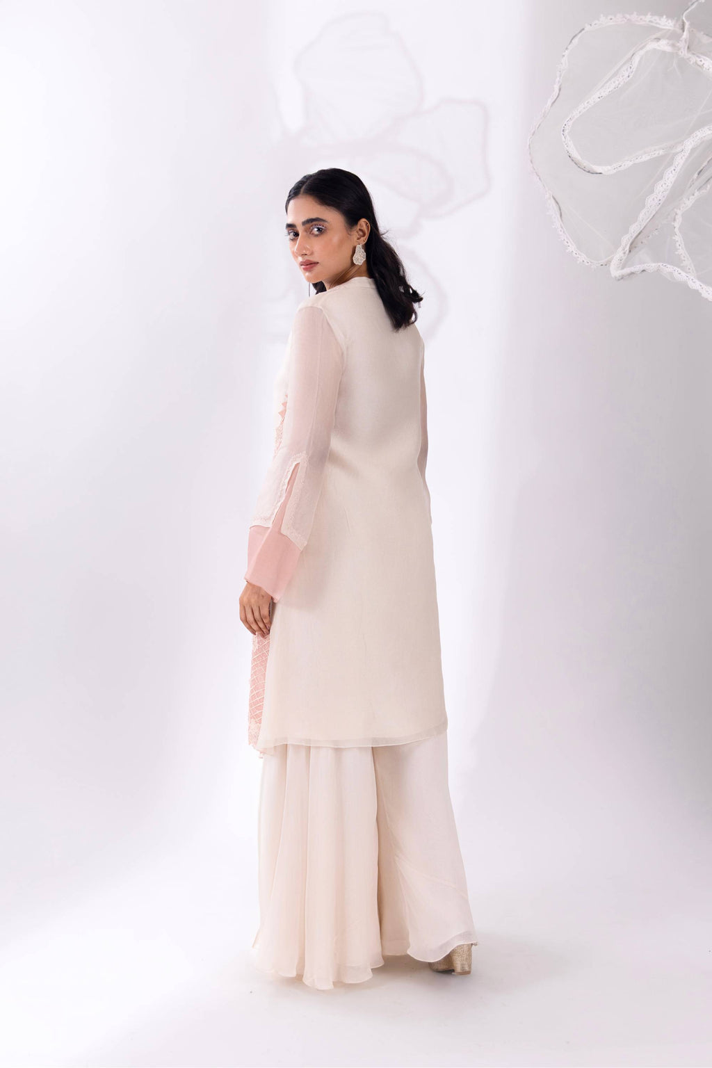 White Organza Kurta With Pant
