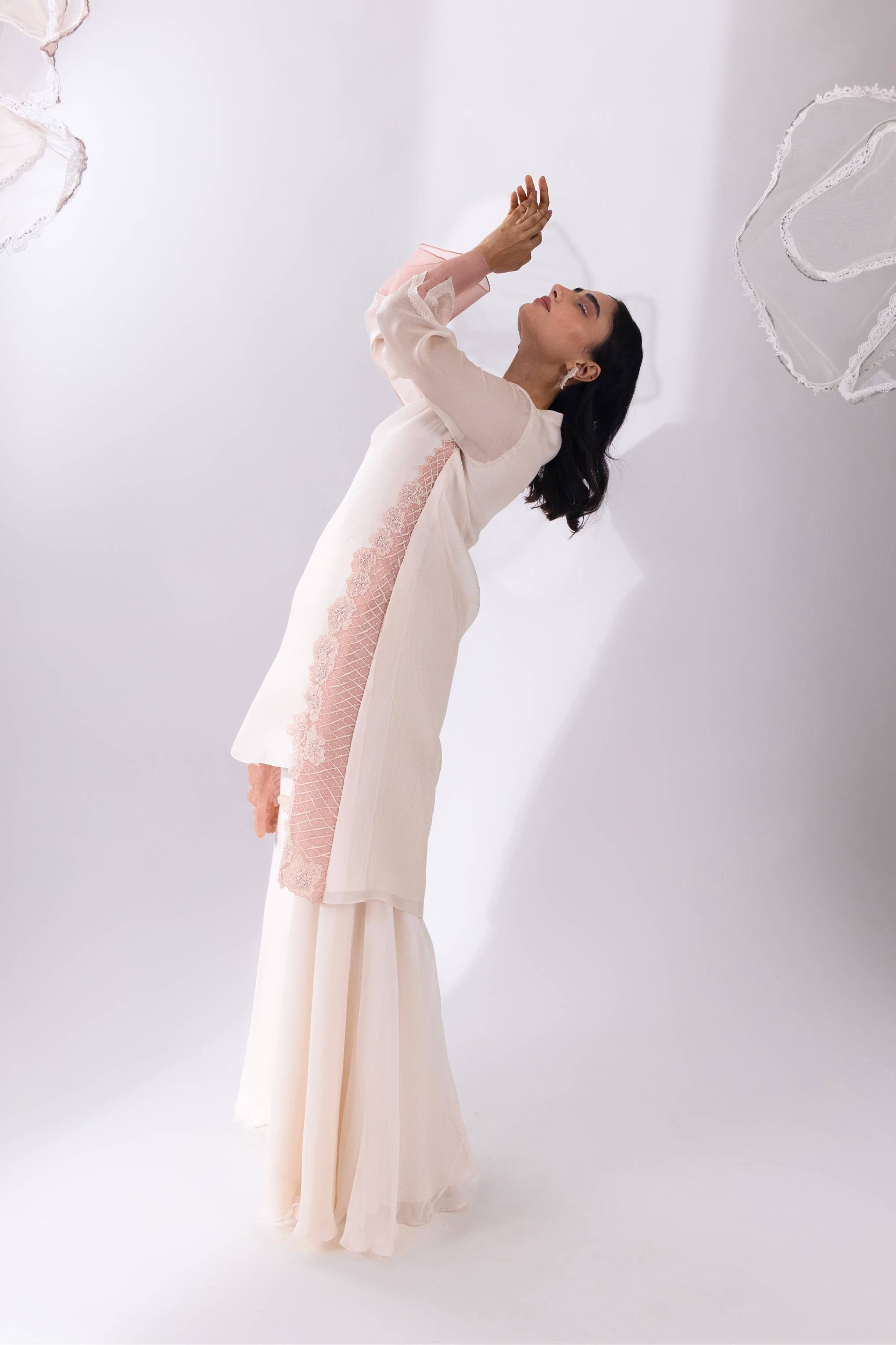 White Organza Kurta With Pant