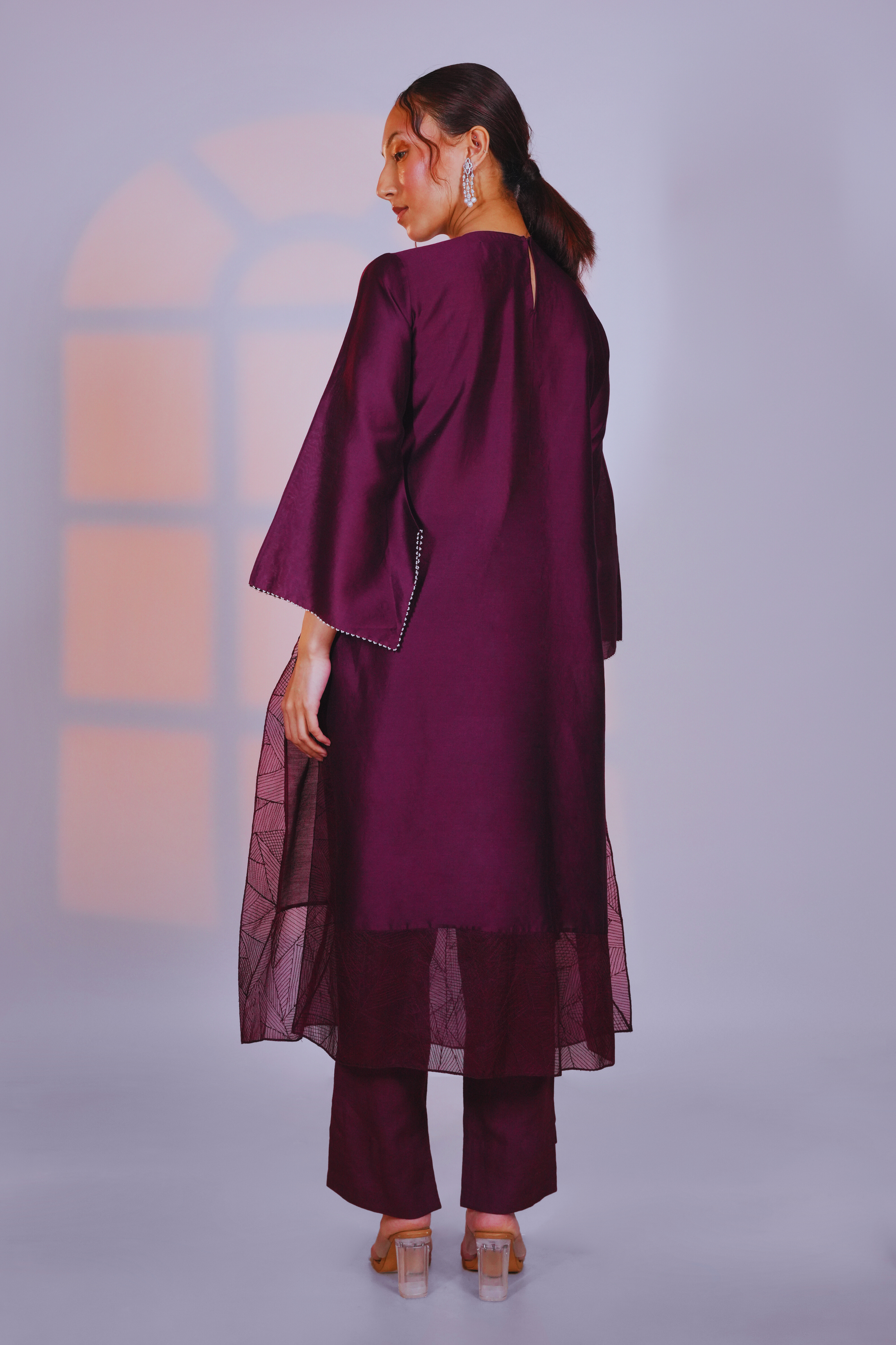 Purple Chanderi Kurta With Pant