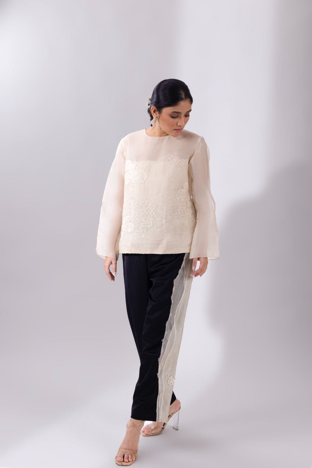 White Straight Top With Pant