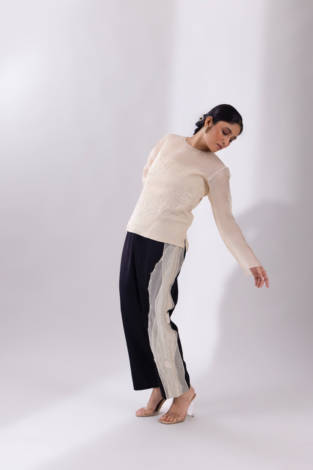 White Straight Top With Pant