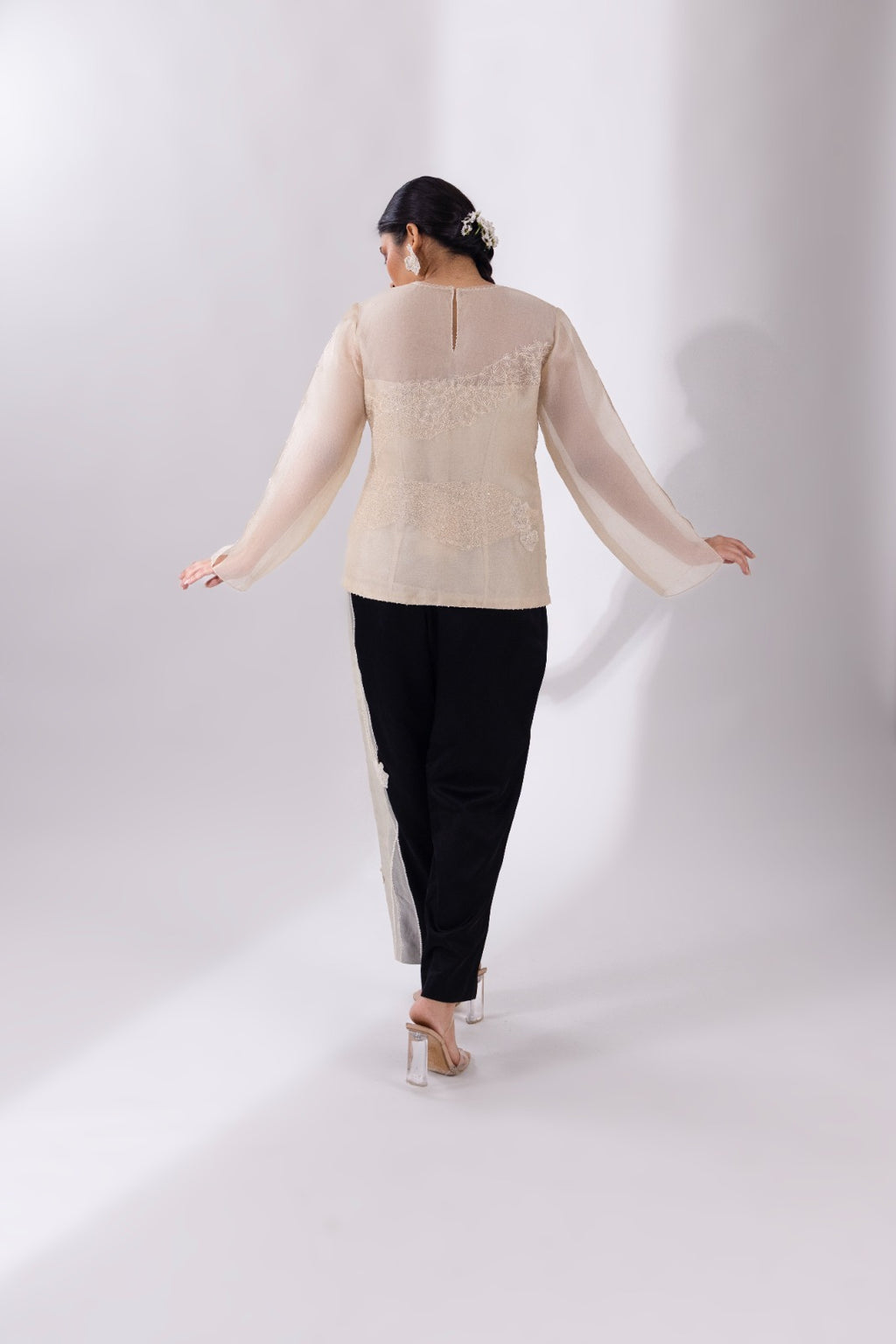 White Straight Top With Pant