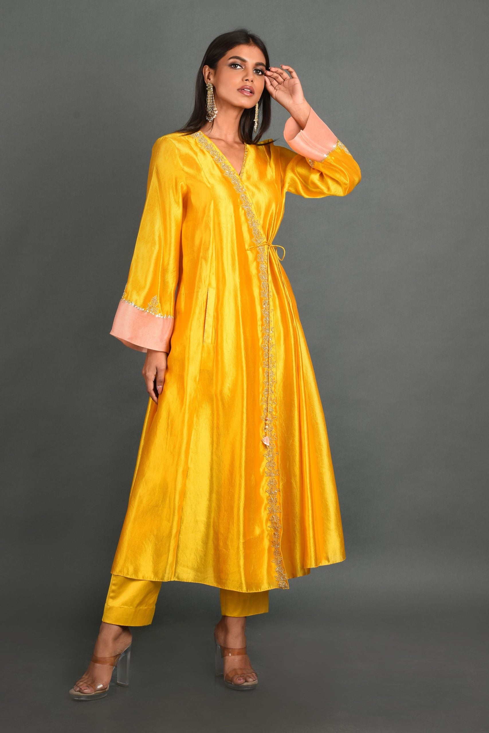 Yellow Silk Kurta With Pant